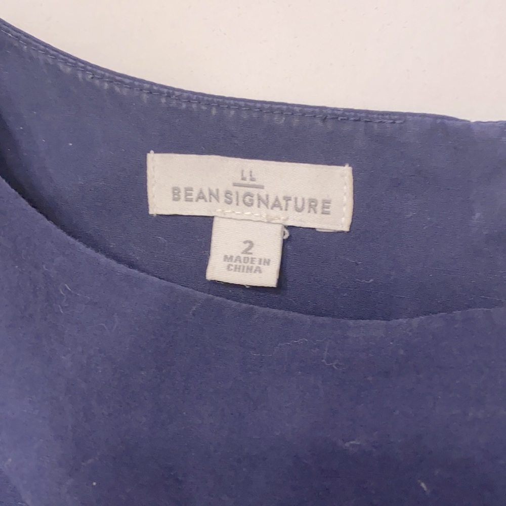 LL Bean Signature Chambray Dress with Removable Tie - Navy Blue Poplin - 2 - Picture 11 of 13